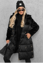 Długa pikowana Jacke z misiem Out Today Schwarz