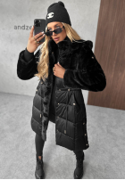 Długa pikowana Jacke z misiem Out Today Schwarz