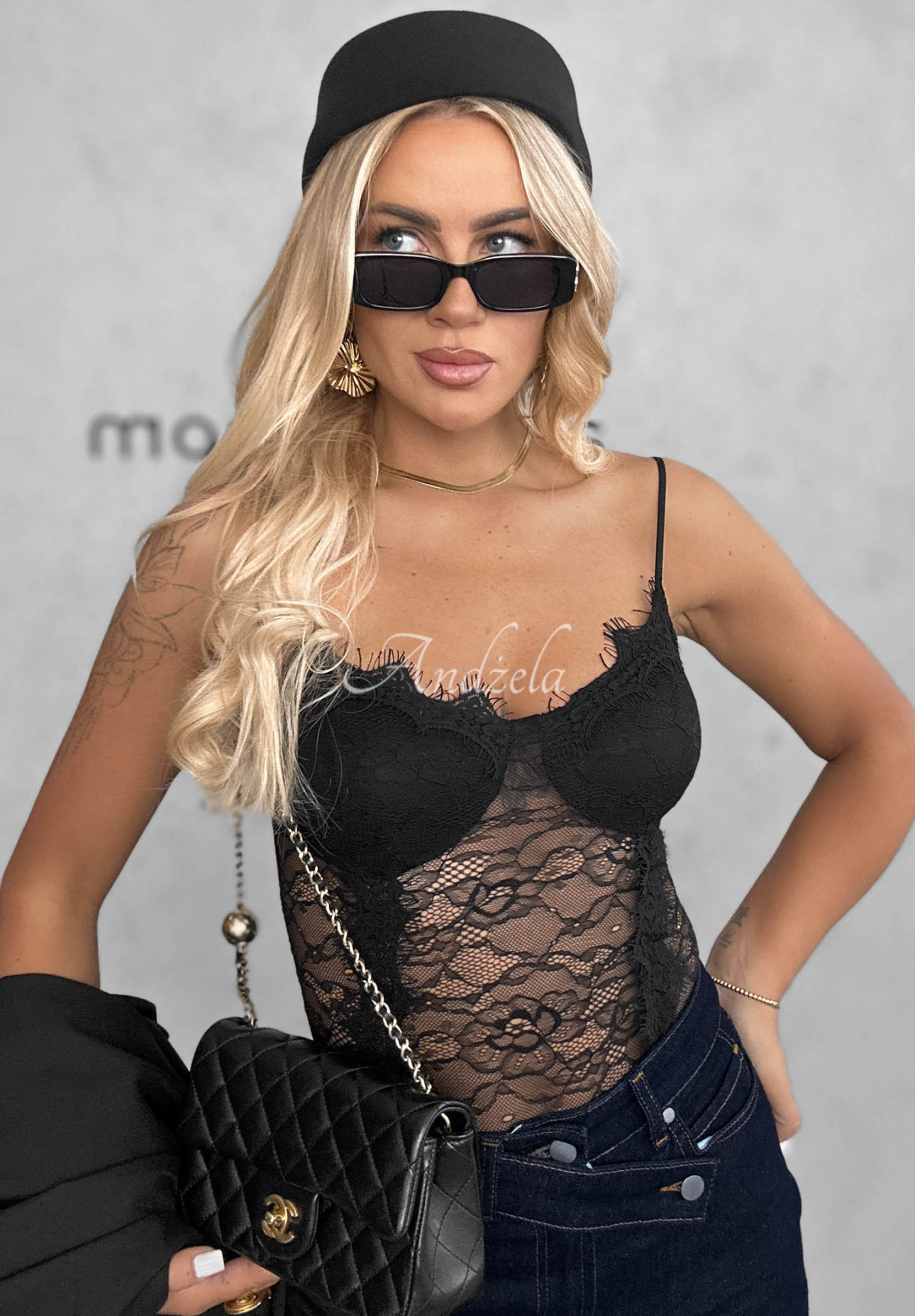 Spitzenbody mit Trägern Bad Romance Schwarz