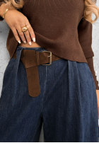 Hose Jeans wide leg z paskiem Amber Chapter Blau