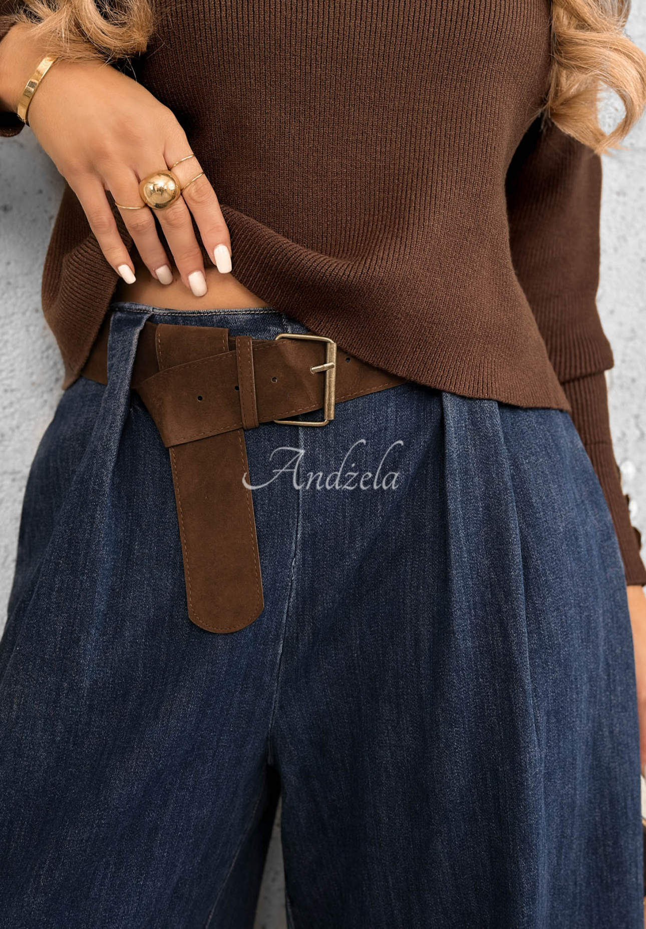 Wide-Leg-Jeans mit Gürtel Amber Chapter Blau