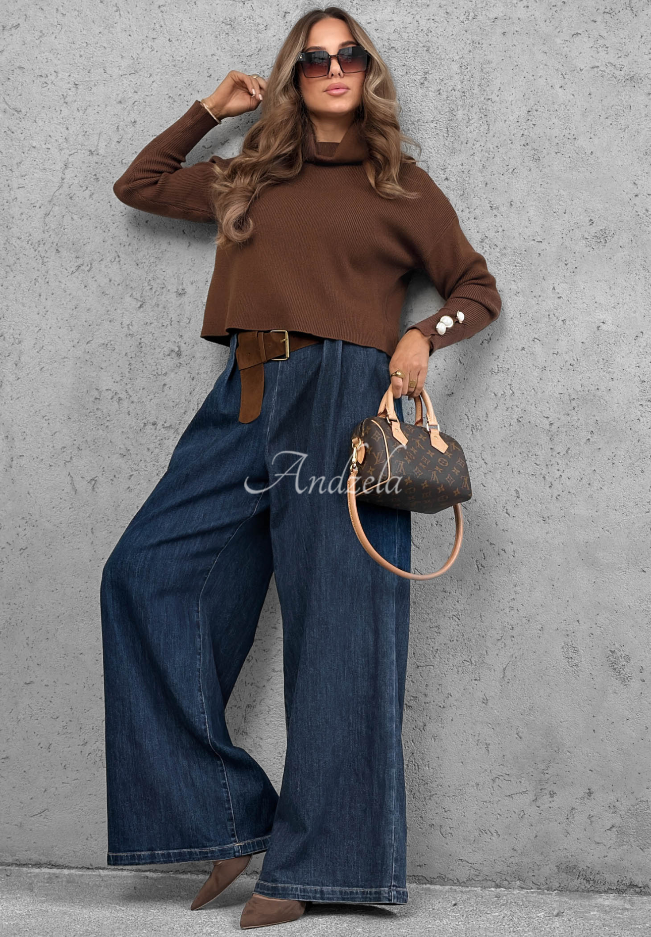 Wide-Leg-Jeans mit Gürtel Amber Chapter Blau
