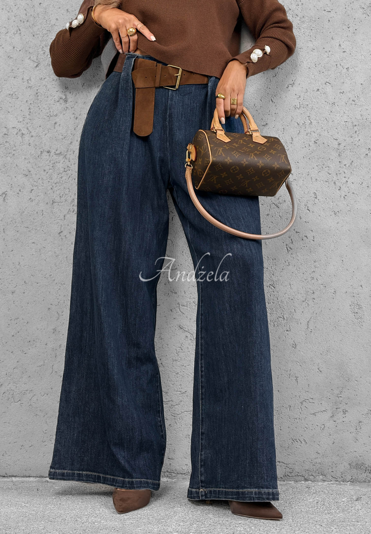 Wide-Leg-Jeans mit Gürtel Amber Chapter Blau