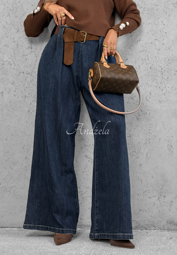 Wide-Leg-Jeans mit G&uuml;rtel Amber Chapter Blau