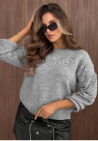 Miękki Pullover z ozdobnym haftem October Days Beige