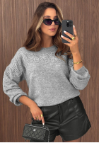 Miękki Pullover z ozdobnym haftem October Days Beige