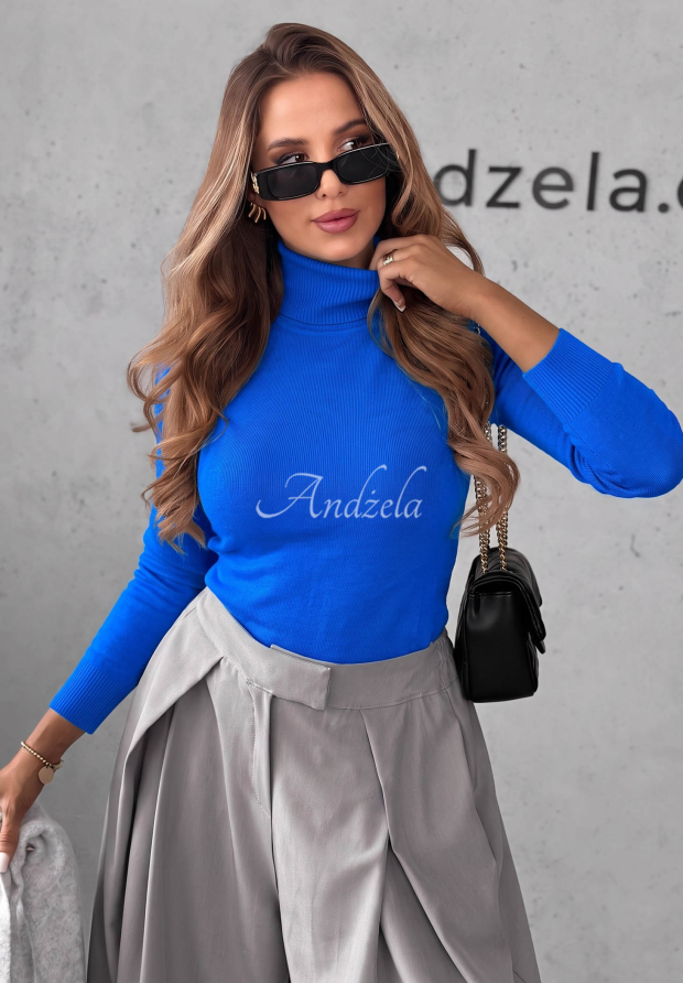 Figurnaher Rollkragenpullover Solange Kobaltblau