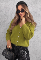 Krótki Cardigan z wełną baby alpaca Soft Fluff rudy