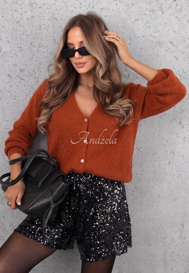 Kurzer Cardigan mit Baby-Alpaka und Wolle Soft Fluff rotblond