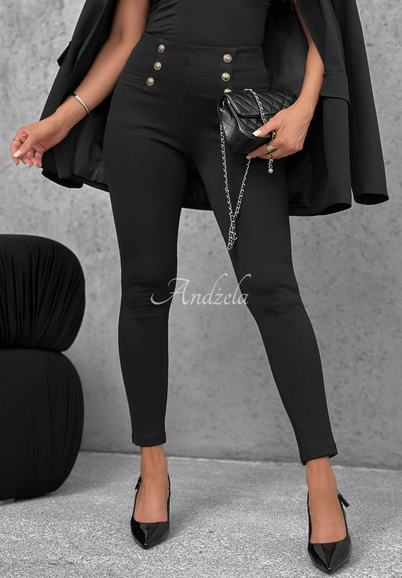 Gefütterte Leggings mit Knöpfen Everyday Move Schwarz