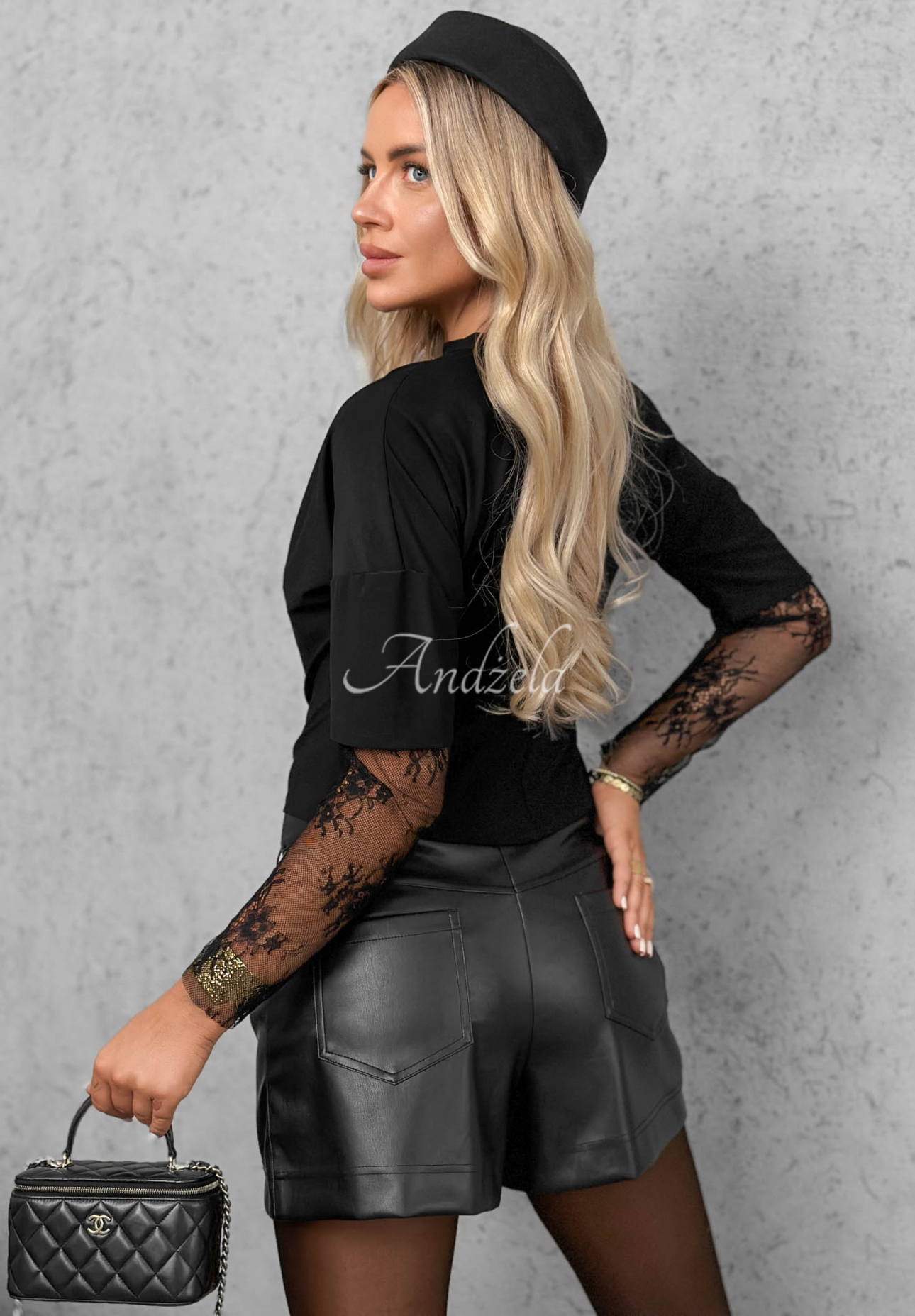 Bluse mit Spitzeneinsätzen One Secret Schwarz