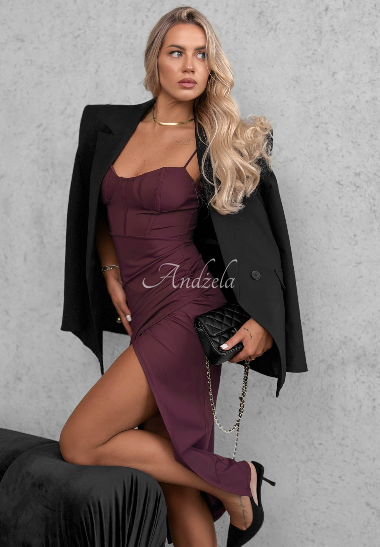 Korsettkleid mit Trägern Night Romance Beerenfarben