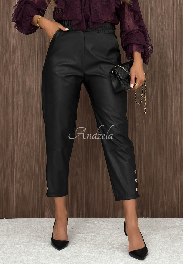 Lederhose mit Kn&ouml;pfen Private Meeting Schwarz