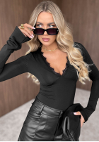 Bluse longsleeve z koronką i rękawami typu dzwonek Midnight Spell Schokoladenbraun