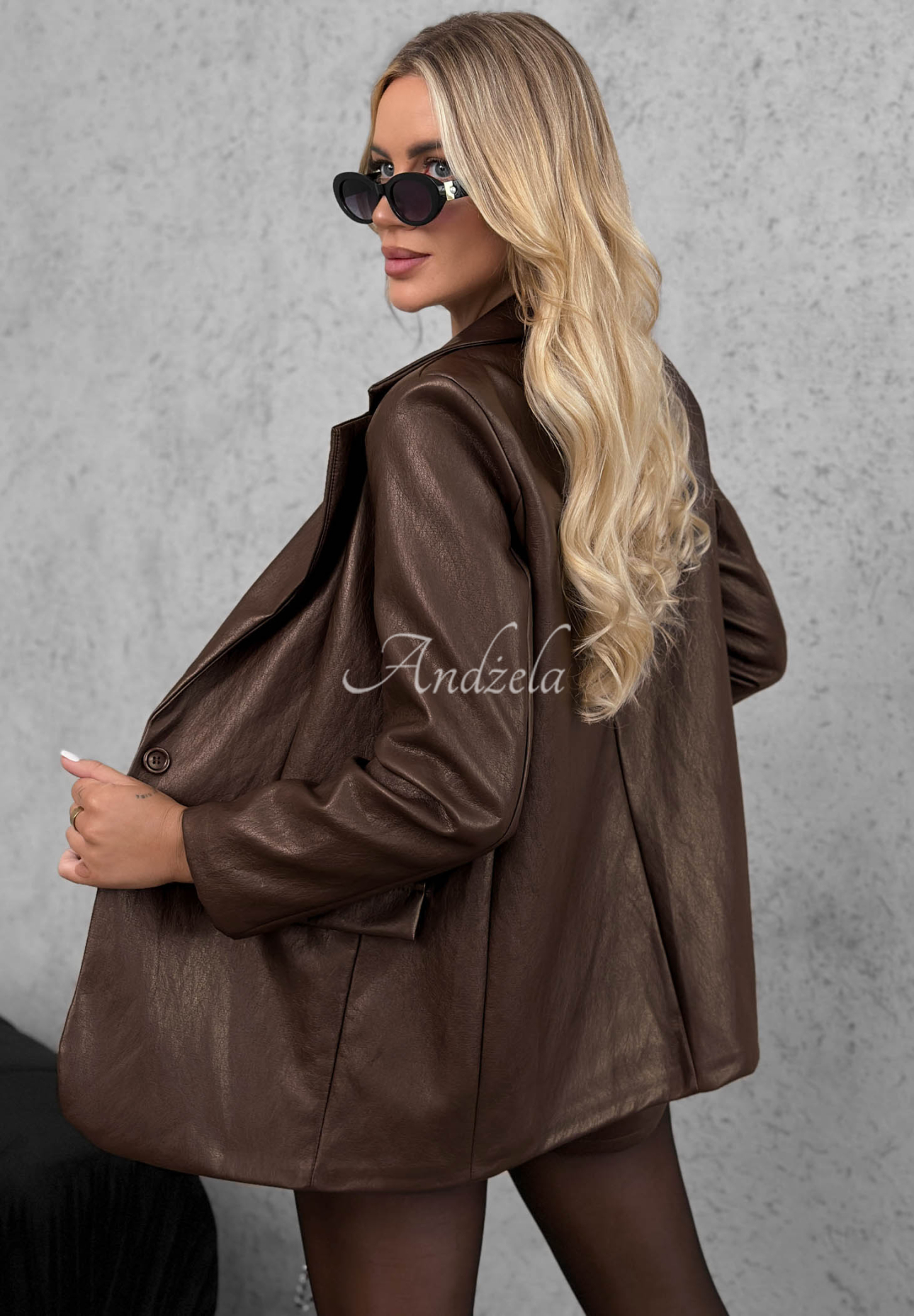 Lederblazer mit Kragen Dangerous Darling Schokoladenbraun