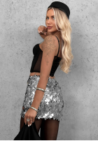 Cekinowa Kurzer Rock mini Shimmer Darling Silber