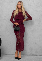 Koronkowa Kleid maxi z marszczeniami Lace Affair Schwarz