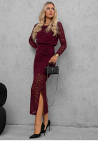 Koronkowa Kleid maxi z marszczeniami Lace Affair Schwarz