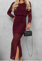 Koronkowa Kleid maxi z marszczeniami Lace Affair Schwarz