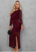 Koronkowa Kleid maxi z marszczeniami Lace Affair Schwarz