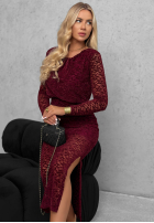 Koronkowa Kleid maxi z marszczeniami Lace Affair Schwarz