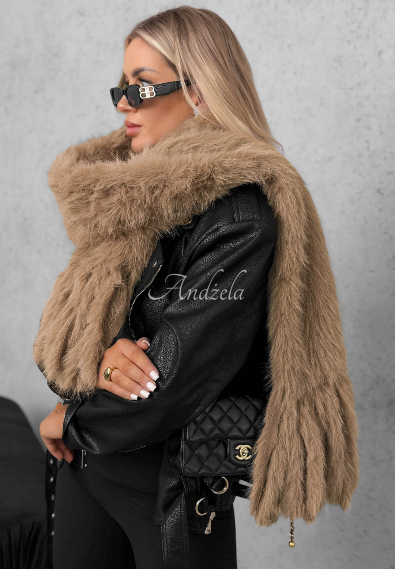 Weicher Teddy-Schal mit Fransen Fluffy Dreams Mokkafarben