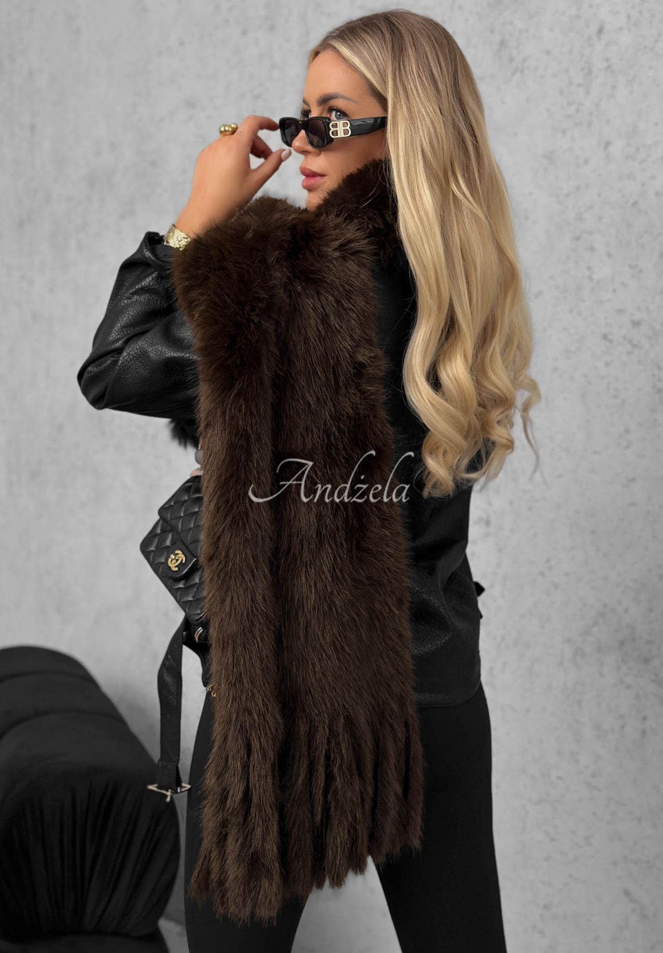 Weicher Teddy-Schal mit Fransen Fluffy Dreams Schokoladenbraun