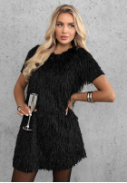 Kleid mini z piórkami Dangerous Charm Schwarz