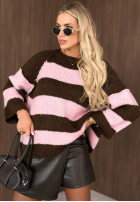 Pullover w paski Hot Dessert czekoladowo-Rosa