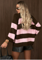 Pullover w paski Hot Dessert czekoladowo-Rosa
