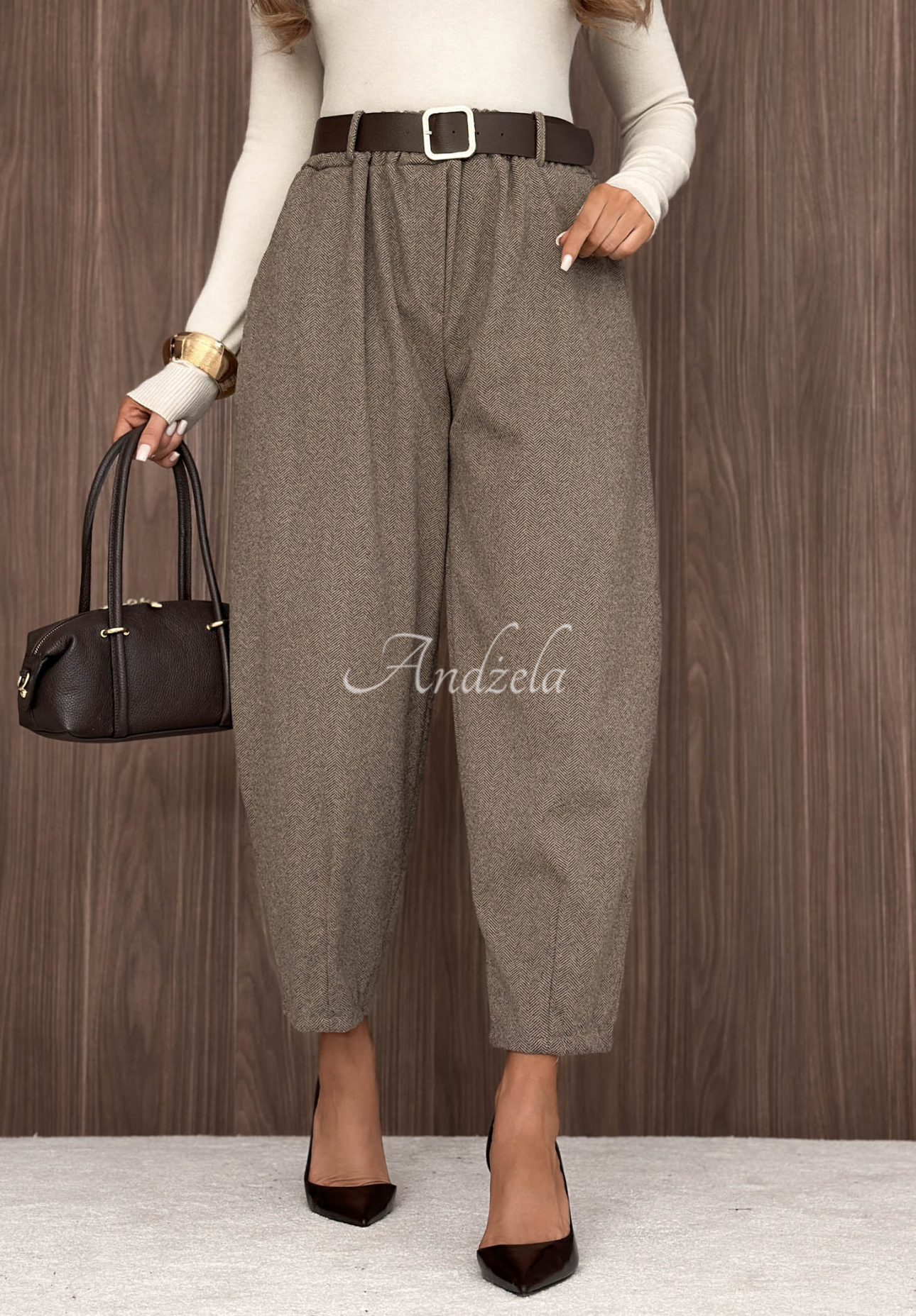 Viskose-Ballonhose mit Gürtel Autumn Air Beige