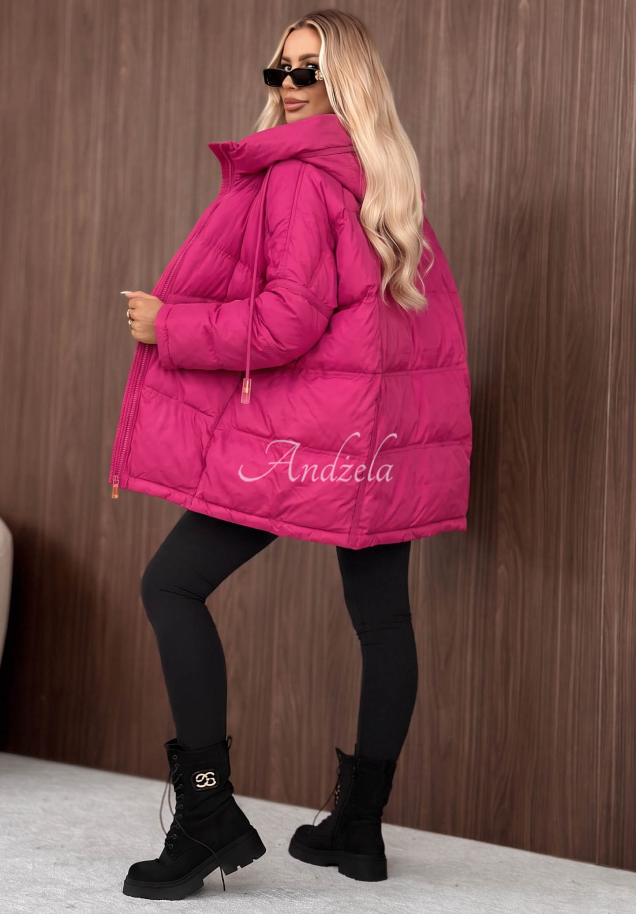 Daunenjacke mit Kapuze Coldest Of Times Fuchsia