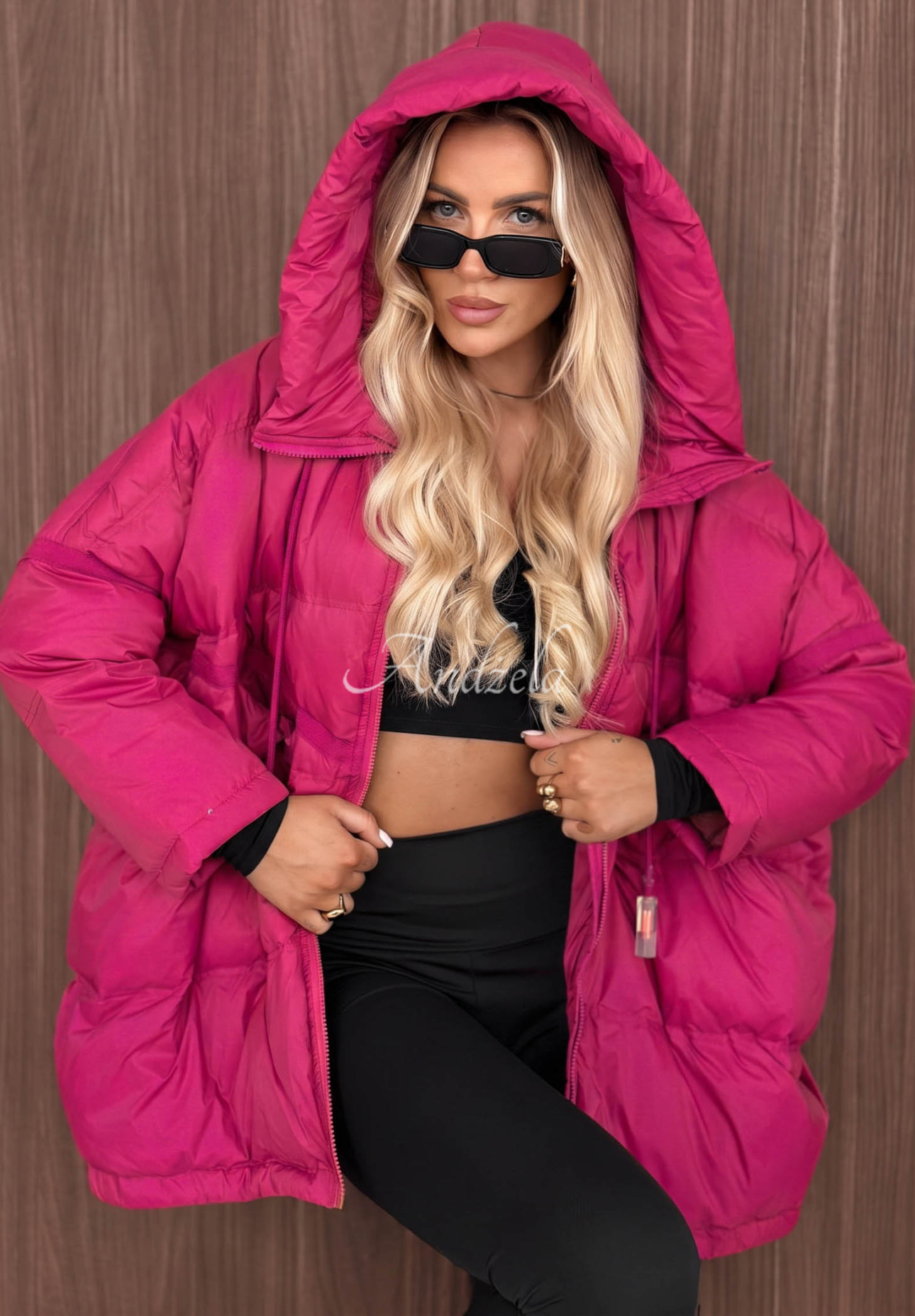 Daunenjacke mit Kapuze Coldest Of Times Fuchsia