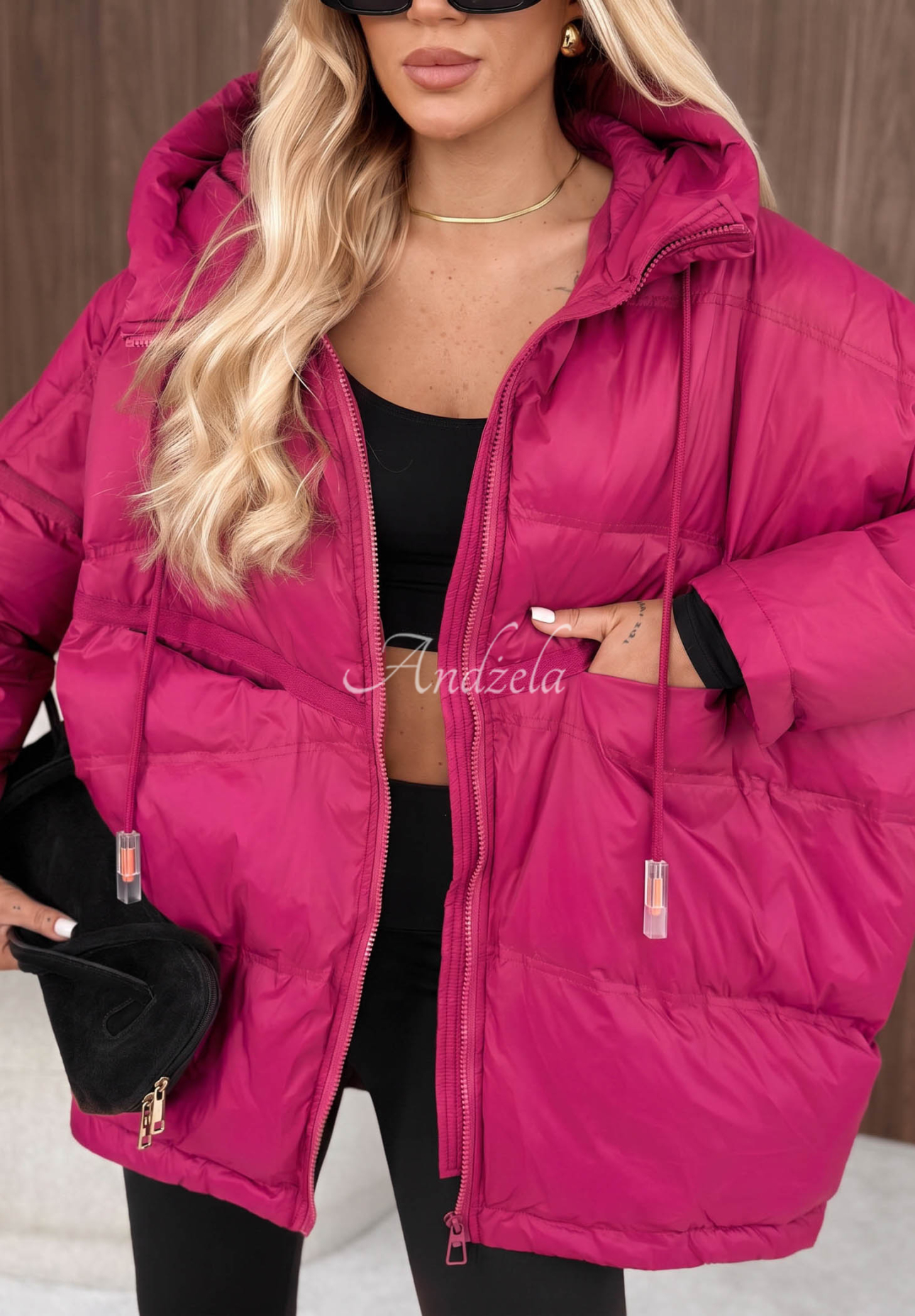 Daunenjacke mit Kapuze Coldest Of Times Fuchsia