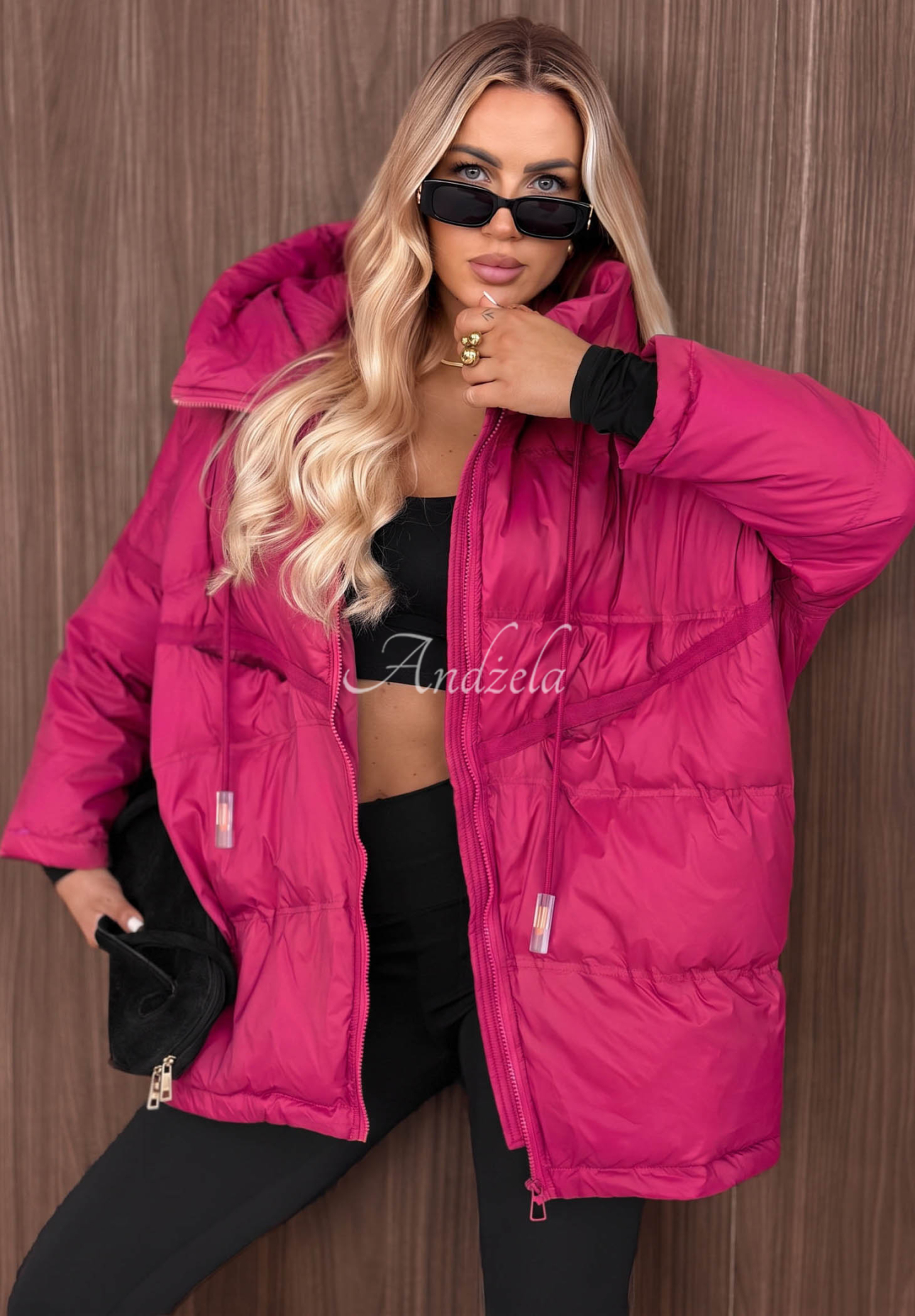 Daunenjacke mit Kapuze Coldest Of Times Fuchsia