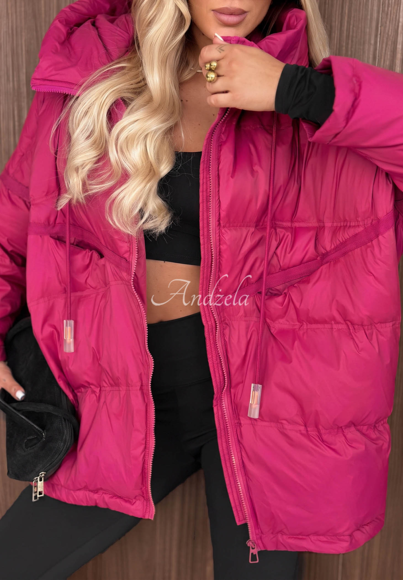 Daunenjacke mit Kapuze Coldest Of Times Fuchsia