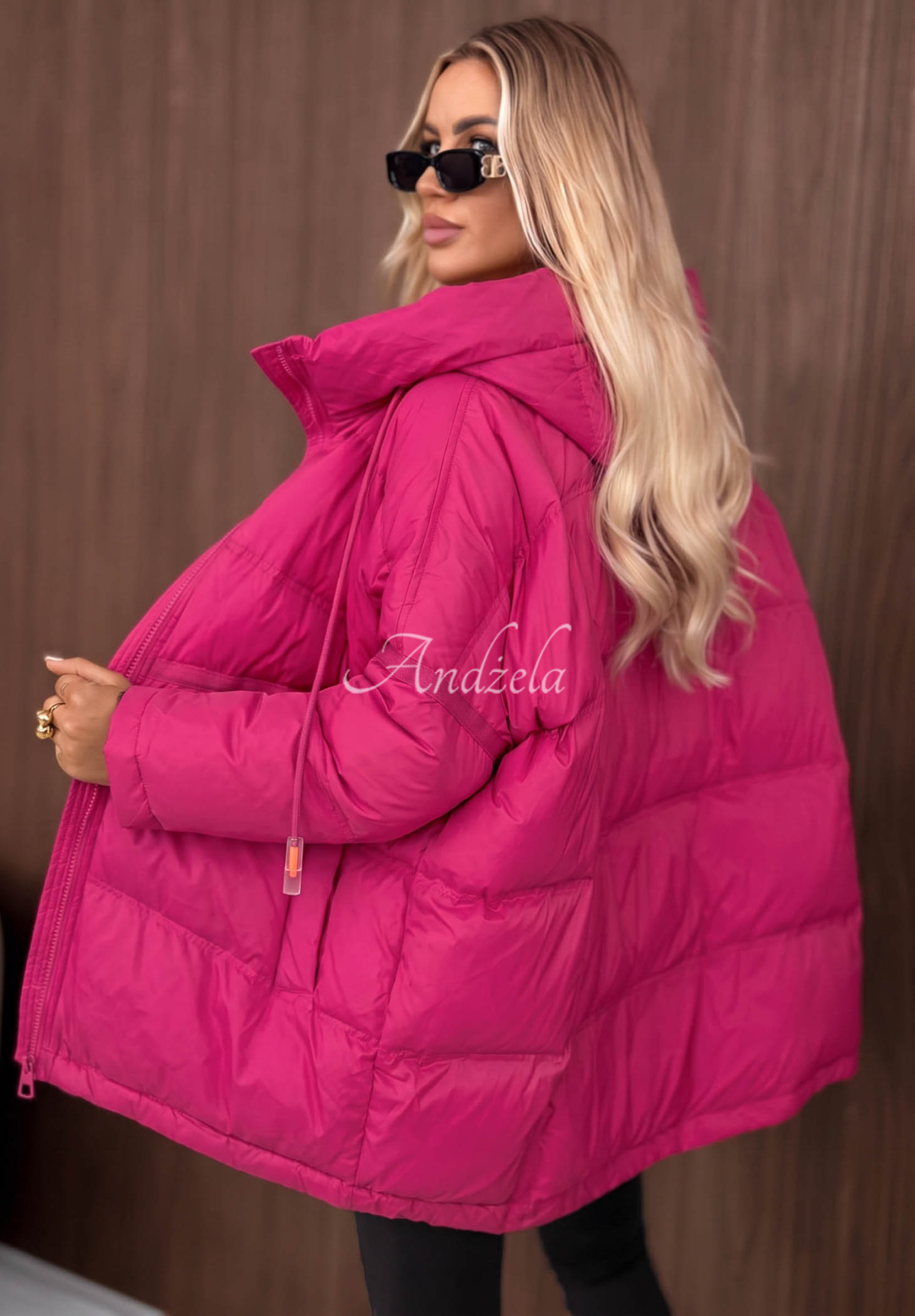 Daunenjacke mit Kapuze Coldest Of Times Fuchsia
