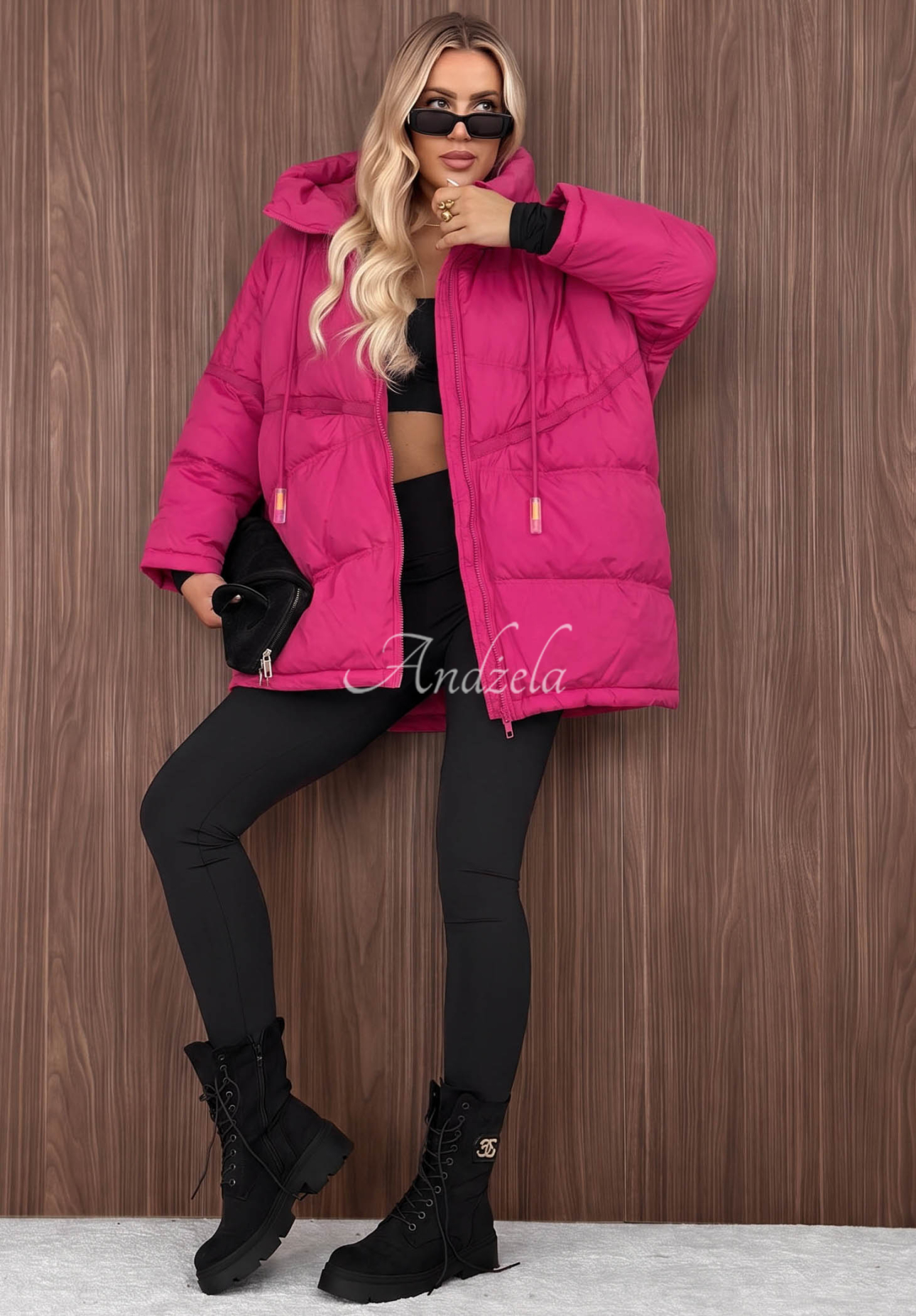 Daunenjacke mit Kapuze Coldest Of Times Fuchsia