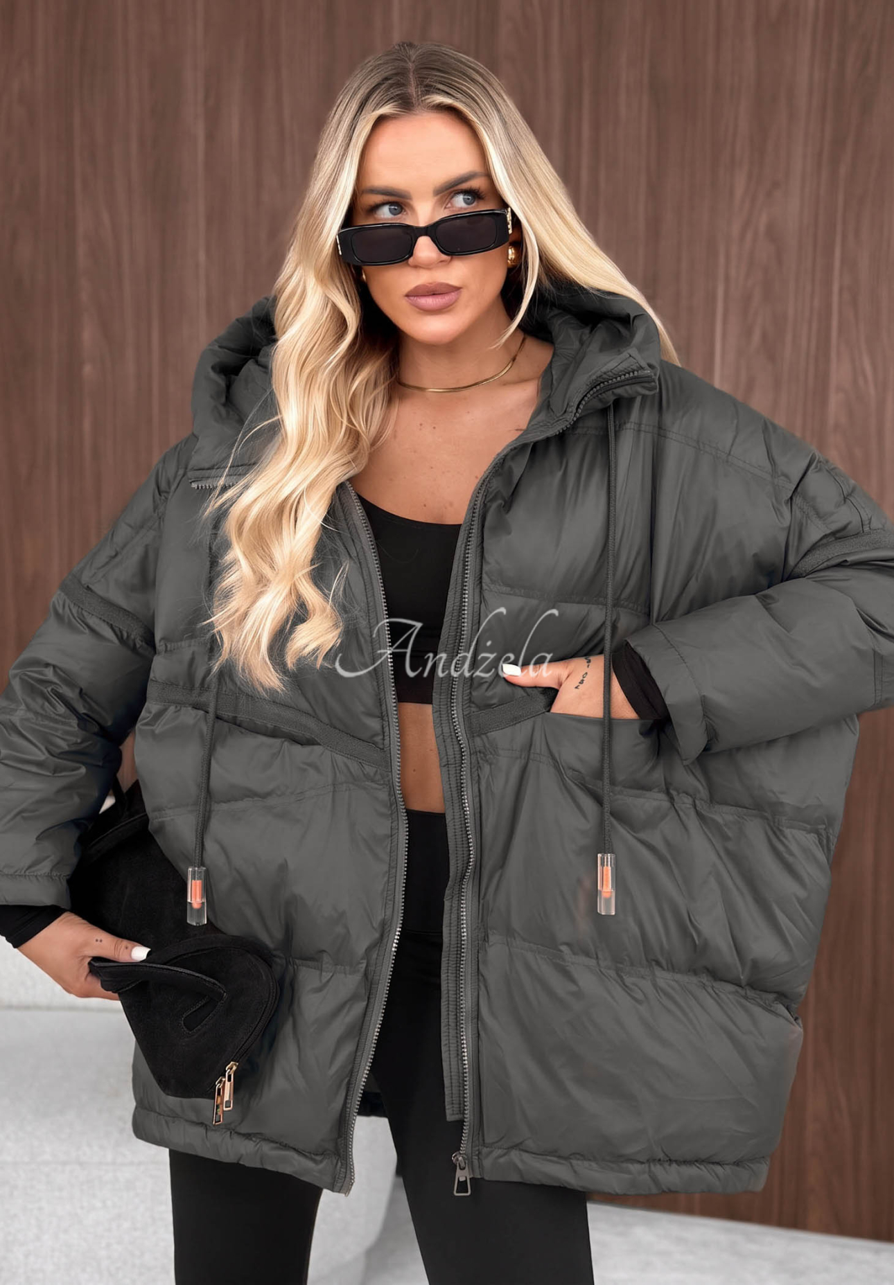 Daunenjacke mit Kapuze Coldest Of Times Grau