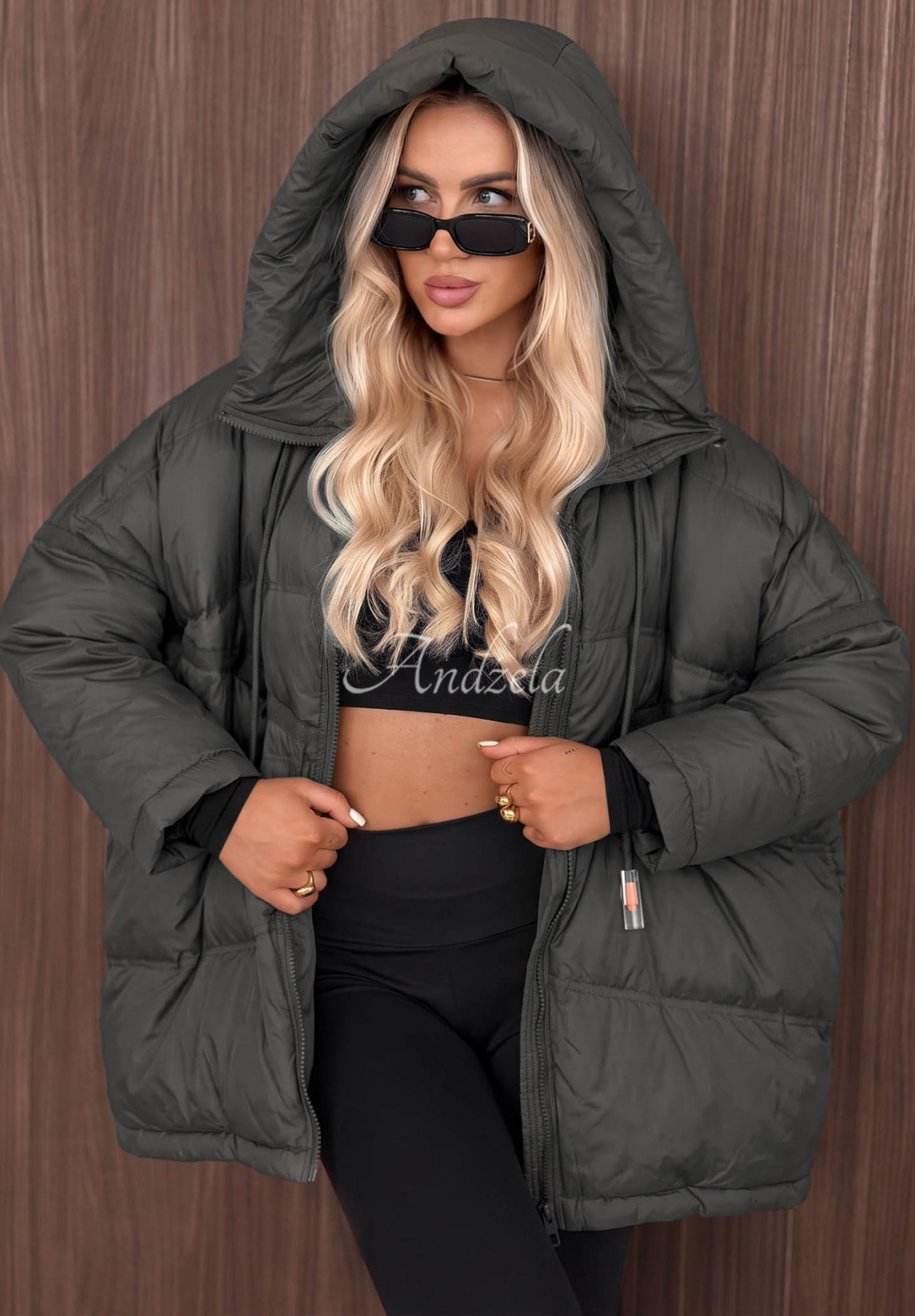 Daunenjacke mit Kapuze Coldest Of Times Grau