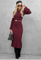Wiskozowa Kleid midi longsleeve dzwonek Lovely Day Schokoladenbraun