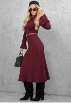 Wiskozowa Kleid midi longsleeve dzwonek Lovely Day Schokoladenbraun