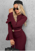 Wiskozowa Kleid midi longsleeve dzwonek Lovely Day Schokoladenbraun