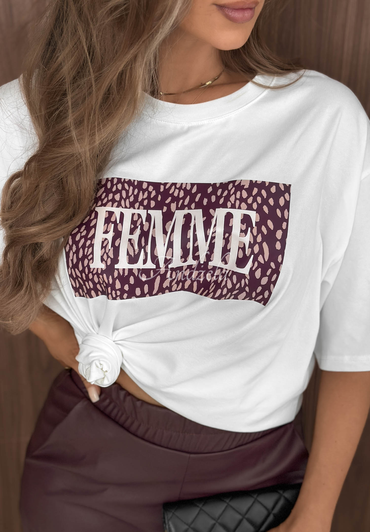Baumwoll-T-Shirt mit Aufdruck Femme Weiß
