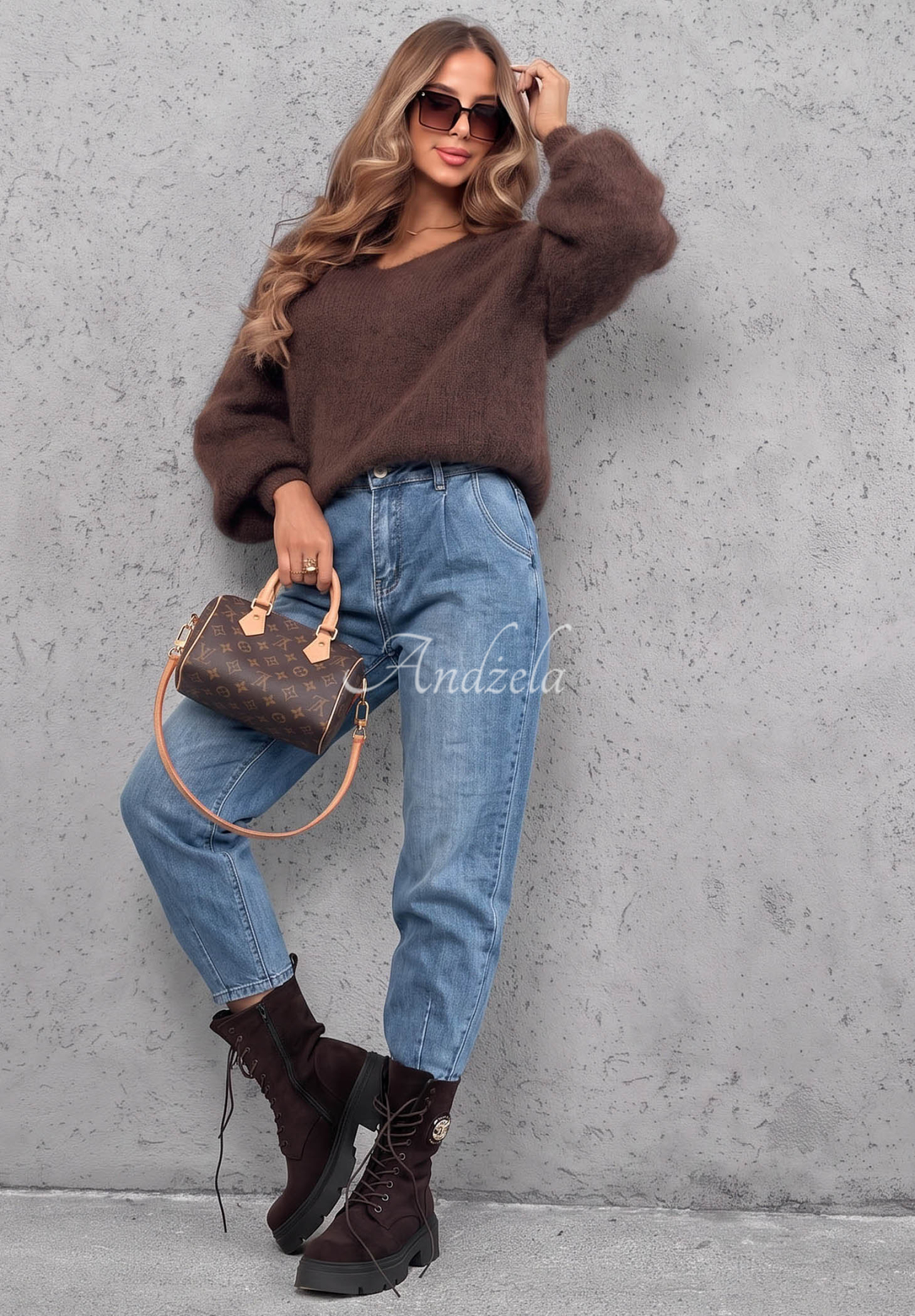 Jeanshose Mom-Fit mit Ziernähten Daily Routine Blau