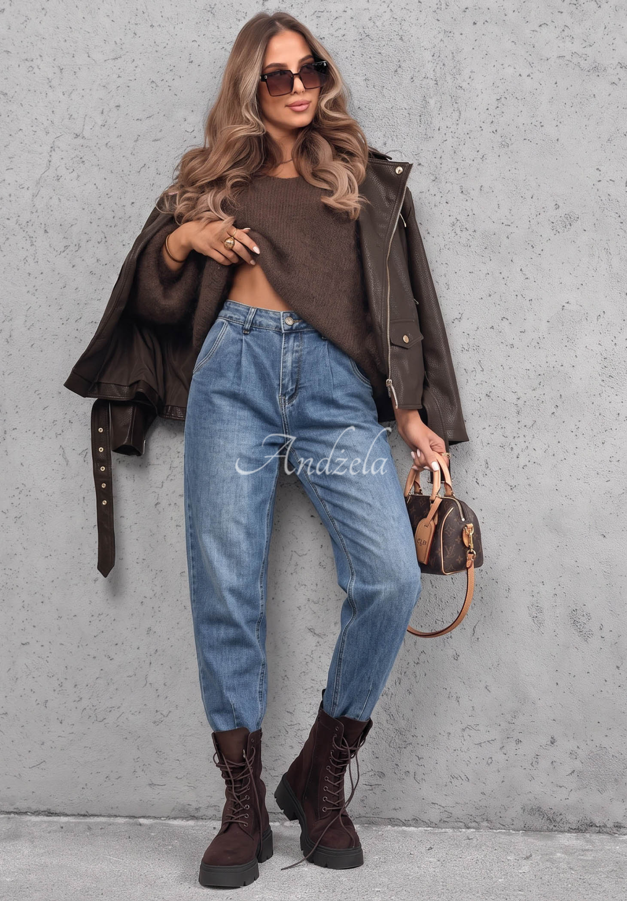 Jeanshose Mom-Fit mit Ziernähten Daily Routine Blau