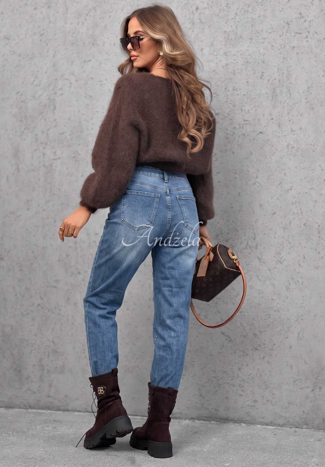Jeanshose Mom-Fit mit Ziernähten Daily Routine Blau