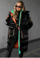 Długa pikowana Jacke z kapturem Silver Frost Weiß