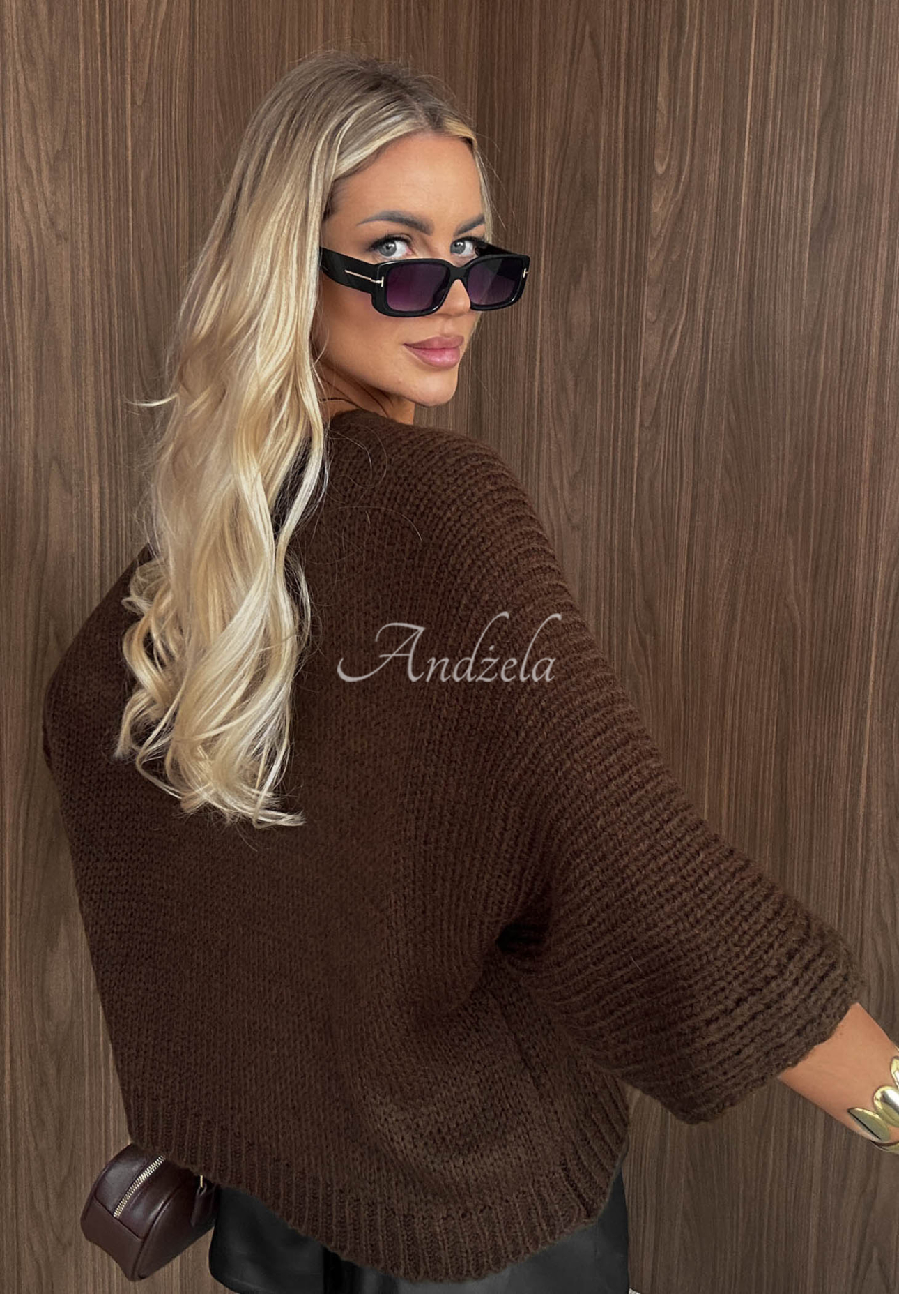 Oversize-Pullover mit Ausschnitt Warm Affair Schokoladenbraun