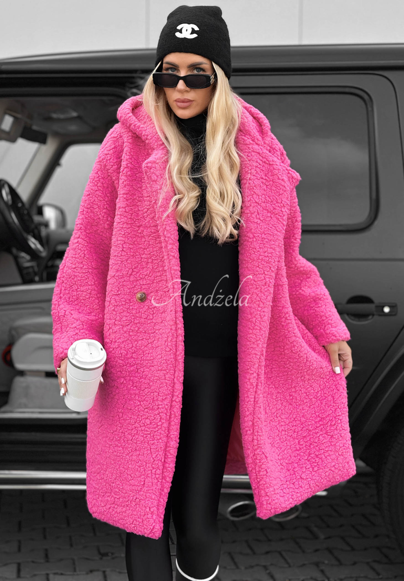 Langer Mantel aus Baumwolle mit Kapuze Frost Lady Fuchsia